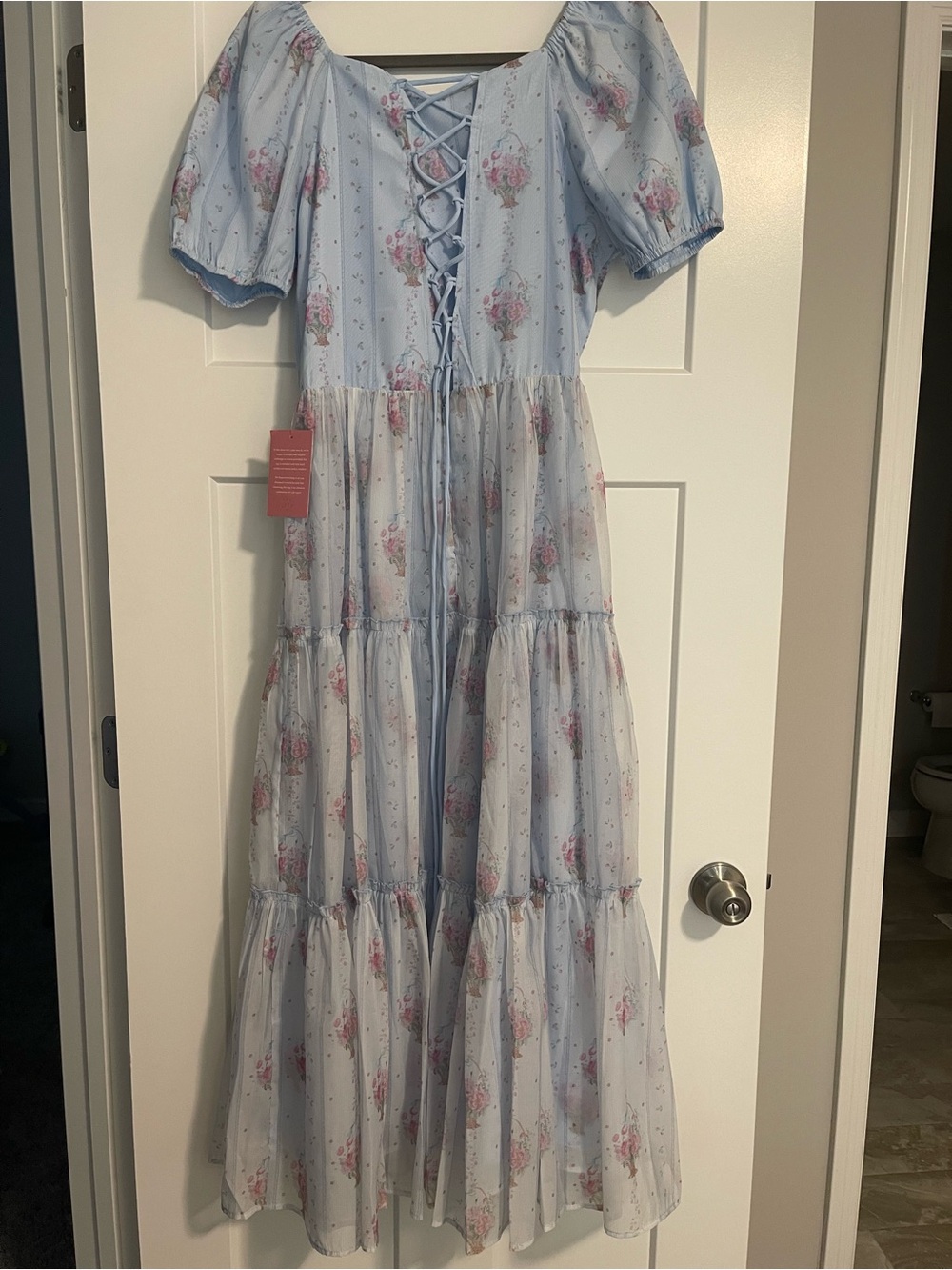 Ivy City Co Light Blue Floral Midi Dress - Picture 6 of 8